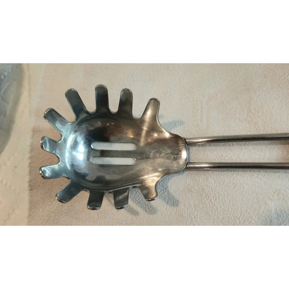 Danesco Stainless Steel Spaghetti Server Pasta Fork White Plastic Handle 12in